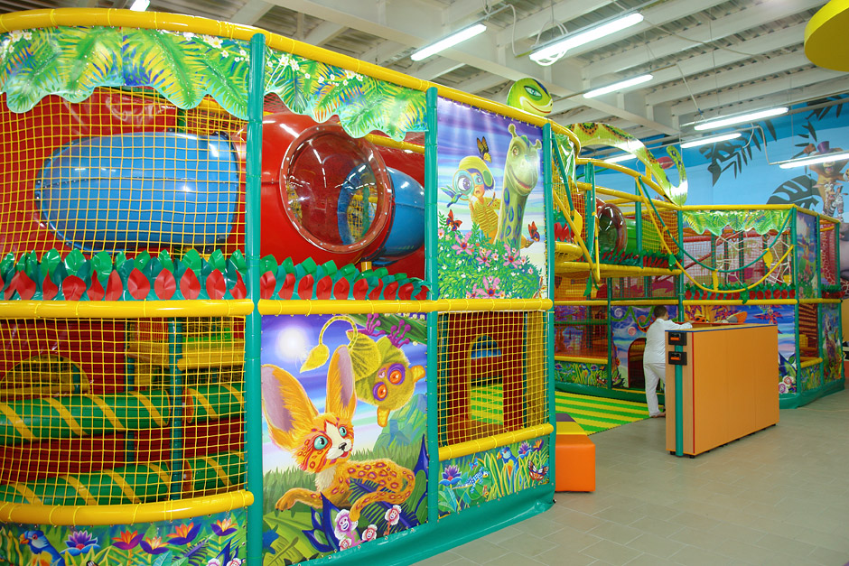Playroom with a slide