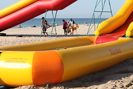 Inflatable pools for water slides